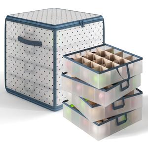 Hearth & Harbor Christmas Ornament Storage Box With 4 Inner Tray Dividers - Plastic Ornament Storage Container For 64 Holiday Ornaments or Decorations Hearth & Harbor Christmas Ornament Storage Box With 4 Inner Tray Dividers - Plastic Ornament Storage Container For 64 Holiday Ornaments or Decorations