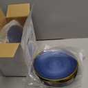 100PCS Transparent Blue Gold Plastic Plates, 10 Inch Heavy Duty Disposable Dinner Plates with Gold Rim, Round Party Plates for Wedding, Party, Camping, Picnic, Birthday