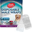 Simple Solution Disposable Male Wraps, Absorbent Leak Proof Belly Bands for Dogs, Incontinence Aid, Puppy Training, Marking Control, and Travel Protection, Toy Dogs, 9-14 Inch Waist, 30 Count