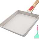 AIKENBBKK Nonstick Tamagoyaki Pan Large, Japanese Omelette Square Egg Pan Nonstick, Detachable Handle, PFAS & PFOA-Free, Oven Safe, 9" x 8.2" (White)