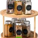 Bamboo Turntable Lazy Susan Rotating Spice Rack (10" Inches) - 2 Tier Spice Rack Organizer for Kitchen Cabinets, Pantry Storage - Durable, Easy Access, Space-Saving Design for Home Organization