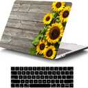 Funut for MacBook Air 13 inch Case 2021 2020 2019 2018 Release M1 A2337/A2179/A1932, MacBook Air M1 Case, Plastic Hard Shell Case & Keyboard Cover for MacBook Air 13.3 inch,Sunflower (wood grain sunflower)