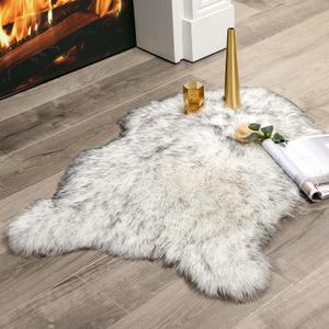 MIULEE Fluffy Rug Soft Shaggy Faux Fur Area Rug Luxury Plush Sheepskin Carpet for Bedroom Living Room Sofa Chair 2 x 3 Feet, Gradient Grey (2 x 3 ft Sheepskin)