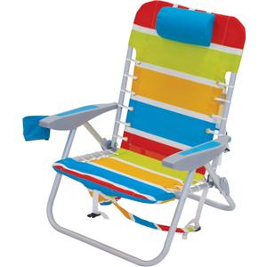 Rio Brands 4-Position Backpack Lace-Up Suspension Folding Beach Chair, Bright Stripe