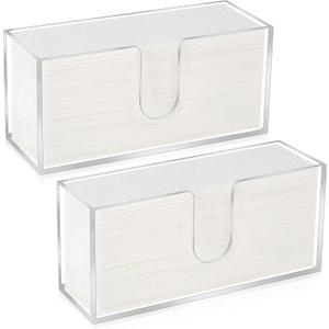 2Pcs Acrylic Paper Towel Dispenser, Paper Towel Holder Countertop Clear Multi Trifold Napkin Holder, Suitable for Z-fold, C-fold or MultiFold Paper Towels for Bathroom, Toilet, Kitchen