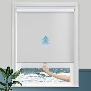 Persilux Roller Window Shades Cordless Window Blinds (28" W x 72" H, Light Grey) 100% Blackout Roller Shades UV Protection Energy Saving Shades for Windows, Bedroom, Home and Office