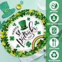 QZYL 50 PCS St Patricks Day Decorations, Large Oval Paper Plates, Green Disposable Plates Irish Lucky Shamrock Dinner Plates Tableware Dinnerware St Patrick's Day Party Supplies Table Decor
