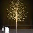 6FT Lighted Birch Tree with 880 LED Warm White Lights, 8 Modes, Timer Remote Faux Prelit Twig Christmas Tree, Light Up Trees for Indoor Outdoor Xmas Holiday Party Decoration