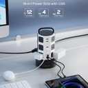 Power Strip Tower Surge Protector, JACKYLED 12 Outlets 6 USB (2 USB C) Charging Station, Extension Cord with Multiple Outlets, 1050J 1625W/13A Outlet Extender 6.5ft Extension Cord for Home Office