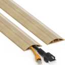 Floor Cord Cover 4ft, Maple Wood Cord Hider Floor Hide Extension Cords, Floor Cable Management Floor Cable Cover Wire Covers for Cords, Cable Protector Cord Cavity W0.6in x H0.32in