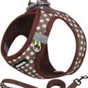 AIITLE No Pull Dog Harness and Leash Set, Step in No Chock Soft Mesh Dog Harnesses Reflective for Extra-Small Puppy Dogs and Cats, Plaid Dog Vest Harness for Pets Chocolate XXS