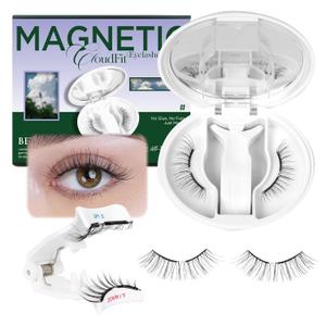 BEYELIAN Portable Magnetic Eyelashes with Applicator Kit AllInOne Box, Upgrade Soft Reusable Magnetic Lashes, No Glue Needed False EyelashesAYT35 (Lightweight & Comfortable)
