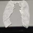 WDIRARA Women's Plus Size Fishnet Sheer Mesh Round Neck Long Sleeve Super Crop Top (3X-Large Plus)