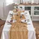 2 Pack 10 Ft Cheesecloth Table Runner Brown Gauze Long Table Runners Boho Gauze Cheese Cloth Table Runner Rustic Sheer Runner for Wedding Party Table Decor ( 35 x 120 Inch )