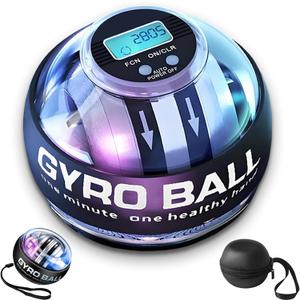 Curaball Hand Exerciser with Counter: Torque Ball Gyro Wrist Ball - Forearm Strengthener & Hand Strengthening Devices Featuring Shoulder Reliever Ball Swing (with LED Lights)