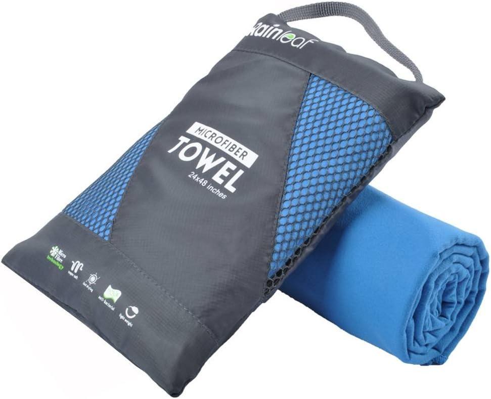 Rainleaf Microfiber Towel Perfect Travel & Gym & Camping Towel. Quick Dry - Super Absorbent - Ultra Compact - Lightweight. Suitable for Trip, Beach, Shower, Backpacking, Pool (60.00" x 30.00", Blue)