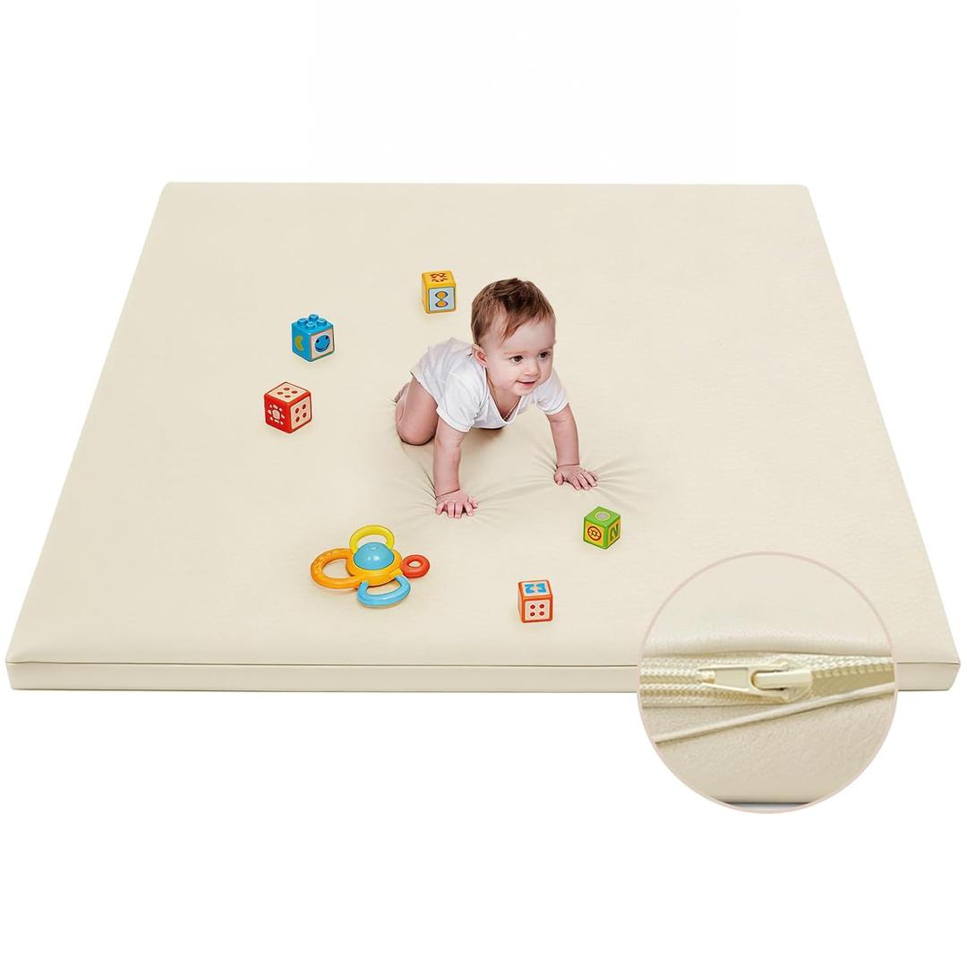 Waterproof Baby Play Mat for Floor Memory Foam 74 * 50 Cushion Playpen Playmat Tummy Time Crawling Mat Nursery Rug Thick Pad Create Soft & Safe Area for Infants,Toddler,Kids,Beige