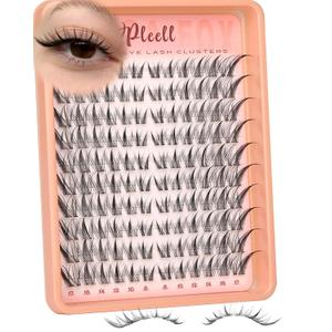 Fox Eye Lash Clusters Wispy Eyelash Clusters Natural Cluster Lashes with Thin & Invisible Band Left&Right Spikes Cluster Eyelash Extensions Cat Eye Lashes Cluster(LC Curve, 8-17MM)
