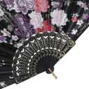 BABEYOND 8pcs Floral Folding Hand Fan Vintage Handheld Lace Folding Fan with Different Flower Patterns Fabric Folding Fan for Wedding Dancing Party (Color Random Selected with Chinese rose)