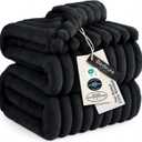 Bedsure GentleSoft Blankets Queen Size for Bed - Cozy Soft Blankets for Women, Cute Large Fleece Throws for Girls, Black, 90x90 Inches
