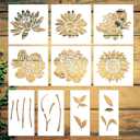 2 x Large Flower Stencils Set, 12 x 12 Inch, 10 Pieces, DIY Art Templates for Walls, Wood, Fabric, Garden