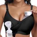 As Fairy Wireless Seamless Pumping Bra Hands Free Nursing Bra Wirefree Comfort Wearable Breast Pump Brass (Medium Plus, Black)