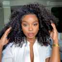 ISEE Half Wig Human Hair Kinky Curly Glueless Wigs 180% Density 16 Inch