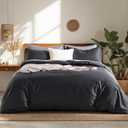 NEXHOME PRO Duvet Cover Queen, Duvet Cover Set, Ultra Soft, Viscose from Bamboo Cooling, 1 Duvet Cover and 2 Pillowcases, 90"x90", Dark Grey, Comforter Not Included