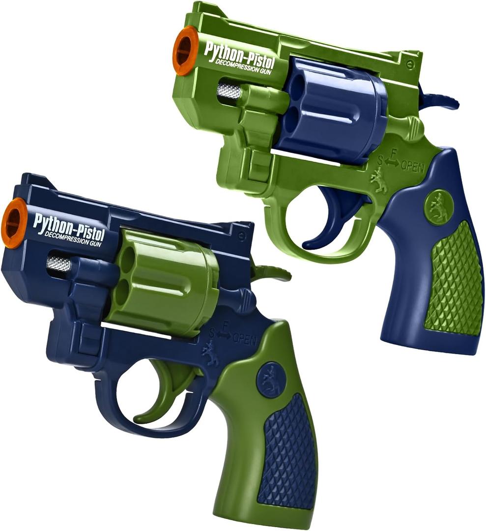 2 Pack Toy Guns for Nerf Revolver Gun - Mini Realistic Revolver Pistol Toy Blaster Gun for Boy Ages 6 7 8 9 Year Old Indoor Outdoor Present for Adult Kid Holiday Birthday (Green+blue)