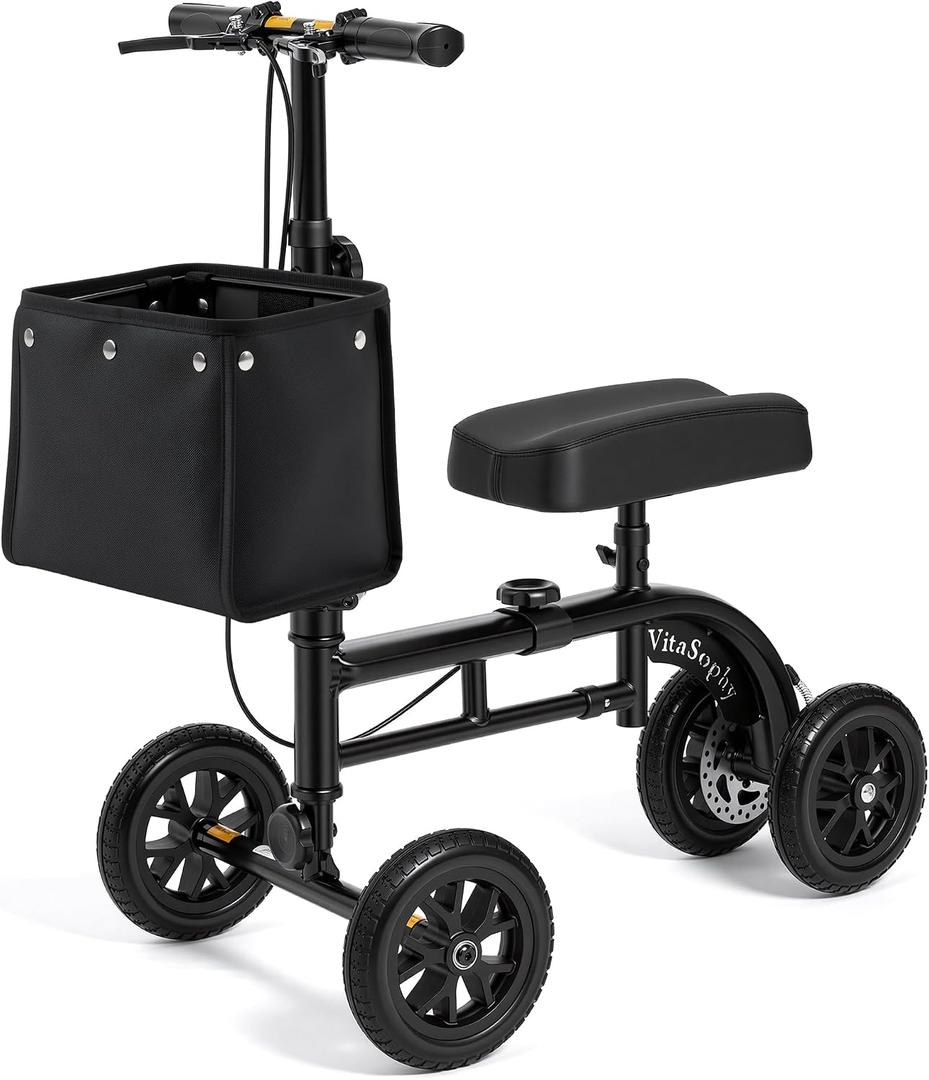 All Terrain Knee Scooter for Adults for Foot Surgery, Black