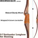 Deerseeker Outdoor Archery 64" Traditional Bow Set Hunting Longbow Reflex Deflex One-Piece Long Bow Laminated Bamboo Core Limbs Right Hand/Left Hand for Adults Bow Shooting, 35lb