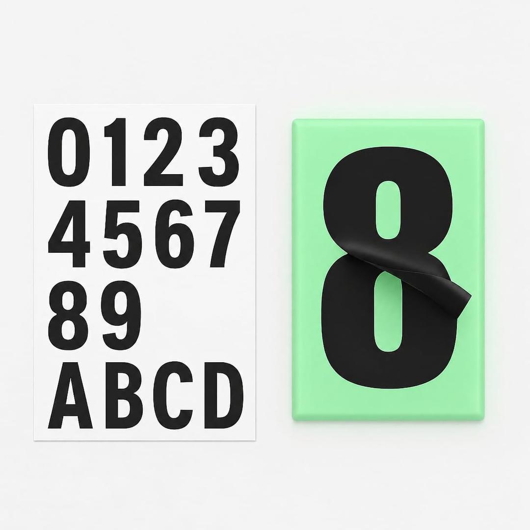 Glow in the Dark Address Sign Kit – DIY Custom House Numbers & Letters – Charges in Daylight, Glows at Night – 3.94" Plate with Adhesive Numbers (0–9 & A–D) – No Power Needed – Mailbox, Wall or Fence