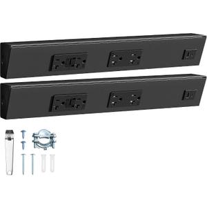 SURAIELEC 2-Pack 16 in Under Cabinet Power Strip with GFCI Outlet, Black