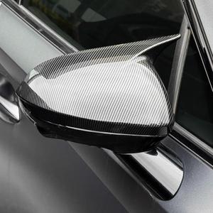 YOUTOOCAR Cow Horn Exterior Mirror Covers Side Rear View Mirror Covers Trim Compatible with Hyundai Sonata 2021-2023 Accessories (Carbon Fiber Pattern)