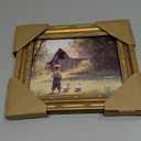 Tertiosh Gold Frame Vintage Country Canvas Wall Art Boy Duckling Barn Wall Decor Picture Rural Farm Painting Print Artwork for Retro Farmhouse Home Children's Room Decoration 9x11in (11L"x9W")