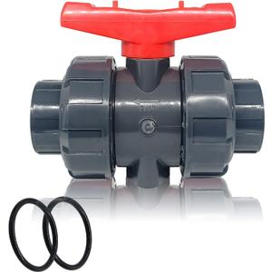 PVC Union Ball Valve, 1-1/2" Inch (DN40) True Union Full Flow Ball Valve with ASTM EPDM O-ring, Slip Socket, Full Port for Water System