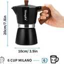 Mongdio Stovetop Espresso Maker Moka Pot, Cuban Coffee Maker Stove top coffee maker Moka Italian Espresso Greca Coffee Maker Brewer Percolator, 6 Espresso Cups, 10 oz - Black
