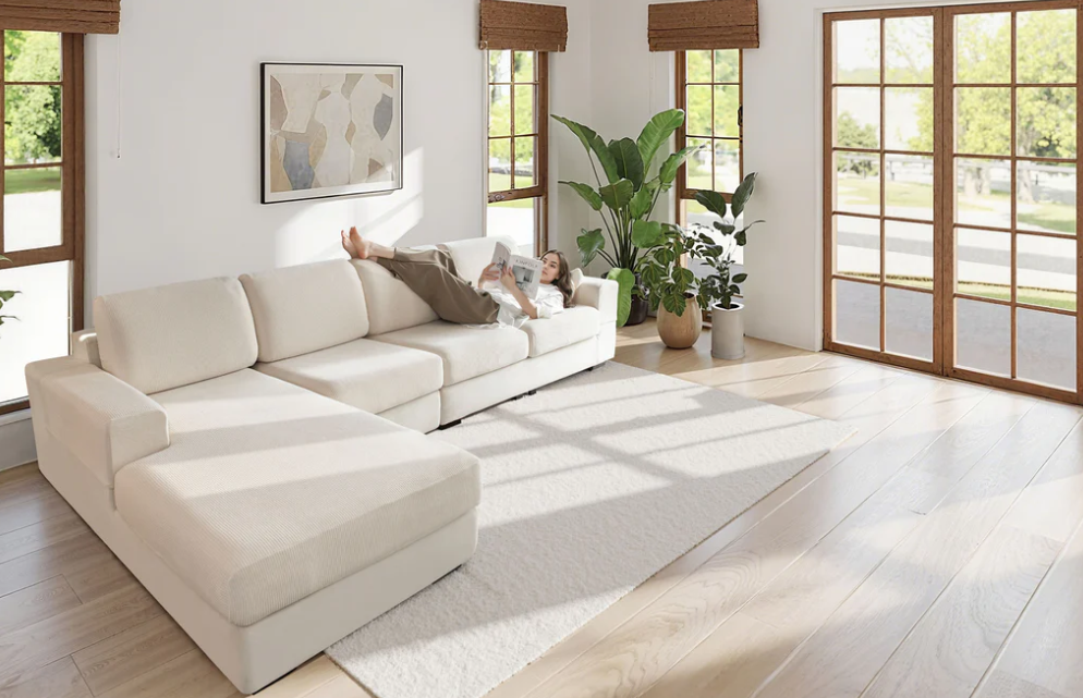 QIANMEW Couch Cushion Covers, Comfort Soft Magic Sofa Covers Washable Stretch Resistant Slipcovers for Sectional and L Shaped Seats Furniture Protectors for Pets. 1 L pieces