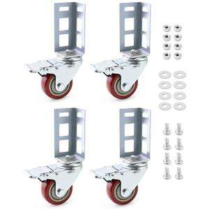 QWORK 3" Caster Wheels for Boltless Shelving 500 lb Load Capacity, 4 Pack Storage Shelf Accessories for Garage, Storage, Workshop, 8-11/16" Total Height, 2-1/16" Side Length