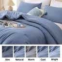 ROSGONIA California King Comforter Set Slate Blue, 3pcs (1 Boho Blue Cal King Comforter & 2 Pillowcases) All Season Lightweight Bedding Blanket Quilt