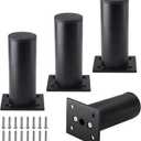 Set of 4 Furniture Legs 4 Inch, Adjustable Aluminum Alloy Cabinet Legs, Metal Round Sofa Support Foot, Adjustable Feet for Kitchen, Table, Cabinet, Shelves, 1.5 Inch Diameter (Black)