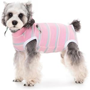Dog Surgery Recovery Suits, Sleeveless Dog Recovery Suit Female, E-Collar & Cone Alternative Surgical Suit for Small and Medium Dogs After Surgery, Striped Dog Onesie Pajamas