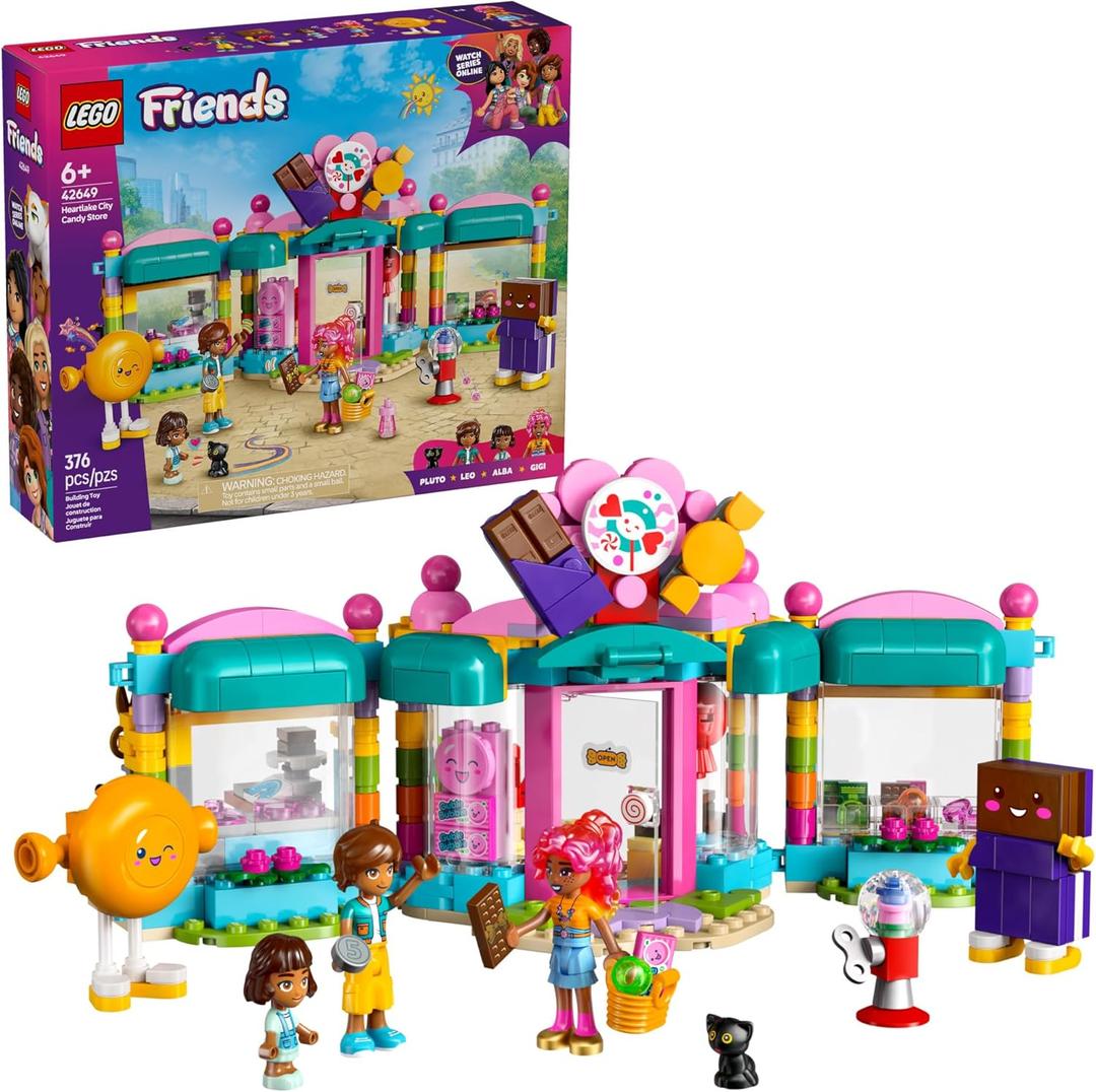 LEGO Friends Heartlake City Candy Store Building Toy - Pretend Playset for Kids, Girls & Boys, Ages 6+ - Gift for Birthdays - W/ 2 Minidolls, a Micro-Doll, and a Cat Figure - 42649
