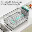 Small Dish Drying Rack, Space Saving Dish Racks for Kitchen Counter, Kitchen Organizer Dish Drainer with Cutlery Holder for Spoons and Forks, 11''W x 15''L, Gray