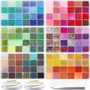 EuTengHao 57600pcs 2mm Glass Seed Beads Small Craft Beads for DIY Bracelet Necklaces Crafting Jewelry Making Supplies with Beading Needles Elastic Strings (144 Colors, 400Pcs Per Color)