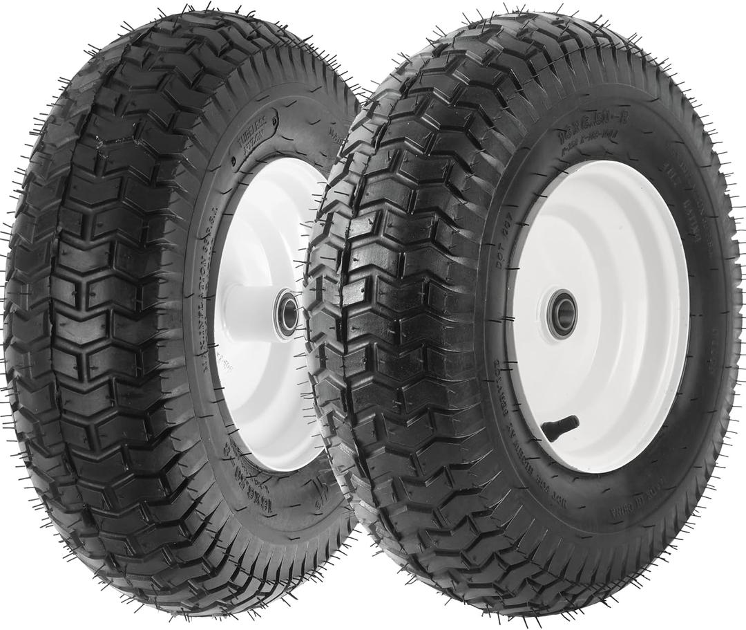 AR-PRO (2-Pack) 16x6.50-8 Tubeless Tire & Wheel Assembly for Garden Trailers and Utility Carts, 3" Offset Hub, 3/4" & 5/8" Bearings, 4-Ply, 615 lbs Load