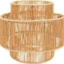 Hanging Light Lamp Shades Boho Rattan Lamp Shades, Woven LampShades for Floor Lamps Rattan Pendant Lights Boho Lamp Ceiling Light, Plug in Pendant Light Fixtures Hanging Lamp 1.54lb, 12 Inch-Lantern Shade