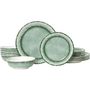 AELS Melamine Dinnerware Set of 18 Pcs Dinner Dishes Set, Lightweight Unbreakable for Indoor and Outdoor Use, BPA Free, Dishwasher Safe, Sage Green