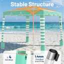 Rhino Valley Beach Cabana, 120 Sq. Ft Beach Canopy UPF50+ Protection, Easy Setup & Adjustable Height Beach Tent Sun Shelter with Cup Holder, Portable for 4-8 People, Light Green & White Stripes