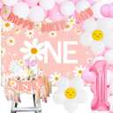 JeVenis Daisy First Birthday Backdrop Decorations Isnt She Lovely Isnt She Onederful First Birthday Decorations